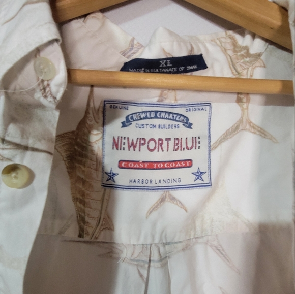 Mens cotton Newport Blue button up - Picture 3 of 4